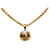 Chanel Gold CC Halskette mit rundem Anhänger Golden Metall Vergoldet  ref.1182827