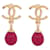 NEW CHANEL CC LOGO PENDANT RED GOLD PEARL EARRINGS EARRINGS Golden Metal  ref.1182939