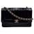 Chanel Vintage Timeless Classic Mademoiselle Stripe Single Flap Black Leather  ref.1184581