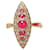 Autre Marque Old yellow gold ring 18 carats set with pearls and red glasses. Pink Golden  ref.1184712