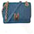 Moschino Logo Plaque Quilted Shoulder Bag Blue Goatskin  ref.1188594