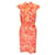 Autre Marque Oscar de la Renta Orange / Beige Printed Silk Midi Dress  ref.1188800