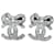 Boucles d'oreilles Chanel ruban avec logo CC Métal Argenté  ref.1188940