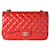Timeless Bolsa Chanel Red acolchoada em pele de cordeiro Classic Jumbo forrada com aba Vermelho Couro  ref.1188990