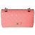 Classique Chanel Pink Patent Medium Classic Flap Bag Rose