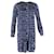 Diane Von Furstenberg Robe plissée imprimée à manches longues en soie bleu marine  ref.1189141