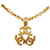 Collar con colgante triple CC de oro Chanel Dorado Metal Chapado en oro  ref.1189579