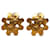 Pendientes de clip con flor CC dorados de Chanel Metal Chapado en oro  ref.1189581