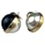 OSCAR DE LA RENTA Boucles d'oreilles pendantes en plaqué or avec perles en émail noir signées Métal Multicolore  ref.1189768