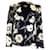 Autre Marque Collection Michael Kors Noir / Veste de costume en crêpe cady à imprimé fleuri blanc Viscose  ref.1190549