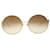 Occhiali da sole rotondi oversize Linda Farrow Olivia in metallo dorato Marrone  ref.1190655