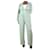 Ganni Conjunto blusa-pantalones cruzados en crepe estampado hojas color crema - talla UK 14 Verde Viscosa  ref.1191333