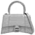Balenciaga XS Hourglass Croc geprägte Tasche mit Henkel oben aus grauem Leder  ref.1192148