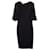 Vestido midi de manga média com babados Michael Kors em lã virgem preta Preto  ref.1193206