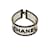 Chanel bracelet quadrilobe vintage avec logo en caoutchouc clair et noir Plastique  ref.1193223