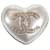 Chanel Spilla cuore CC AB7006 Bianco Metallo  ref.1193256