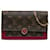 Louis Vuitton Brown Monogram Flore Wallet On Chain Pink Leather Cloth Pony-style calfskin  ref.1193306