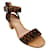 Autre Marque Gianvito Rossi Brown / Black Leopard Printed Suede Ankle Strap Cork Heel Sandals  ref.1195146