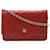 Wallet On Chain Portafoglio Chanel su catena Rosso Pelle  ref.1195516