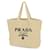 Prada Brown Raffia Logo Tote Bag Beige  ref.1196476