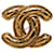 Chanel Gold CC gesteppte Brosche Golden Metall Vergoldet  ref.1196478
