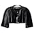 Chanel Neue kurze Jacke aus schwarzem Leder mit CC-Perlenknöpfen  ref.1197280