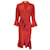Autre Marque Colección Michael Kors Rojo / Vestido cruzado de manga larga con estampado de lunares negro Roja Sintético  ref.1197411