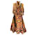 Autre Marque Prabal Gurung Mehrfarbig bedrucktes Seidenkleid mit Bindekragen und Spitzenbesatz Mehrfarben  ref.1197414