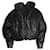 Jaqueta Saint Laurent Cassandre Puffer em couro de pele de cordeiro preto  ref.1197769