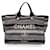 Cambon Chanel Black Grey Striped Canvas Medium Deauville Tote Bag Cloth  ref.1197780