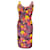 Autre Marque ERDEM Marineblau / Rotes, ärmelloses Baumwollkleid mit mehreren Blumenmustern Mehrfarben Baumwolle  ref.1199135