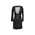 Robe noire Saint Laurent en cuir et maille accentuée taille US XS Synthétique  ref.1199228