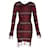 Balmain Mini-robe à manches longues et à franges en tweed à carreaux en viscose rouge Fibre de cellulose  ref.1199460