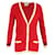 Gucci Metallic-Trimmed Cardigan in Red Wool  ref.1199462