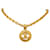 Chanel Gold CC Halskette mit rundem Anhänger Golden Metall Vergoldet  ref.1199729
