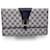 Gucci Vintage Blue Monogram Canvas Flap Clutch Bag Handbag Cloth  ref.1200562