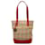 Burberry Brown Haymarket Check Tote Red Beige Leather Cloth Pony-style calfskin Cloth  ref.1200656