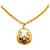 Colar com pingente redondo de ouro CC Chanel Dourado Metal Banhado a ouro  ref.1200674