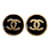 Chanel Brincos CC Round Clip On Preto Metal  ref.1201527