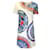 Autre Marque Escada Ivory / Blue Multi Printed Short Sleeved Jacquard Dress Multiple colors Synthetic  ref.1202432