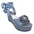 Autre Marque Rene Caovilla Blue Embellished Denim Ankle Wrap Platform Sandals Cloth  ref.1202436