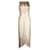 Herve Leger Robe midi métallisée à franges et à plusieurs niveaux en rayonne dorée Fibre de cellulose  ref.1203935