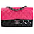 Bolso con solapa mini rectangular de charol bicolor rosa Chanel Cuero  ref.1204091