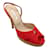 Autre Marque Oscar de la Renta Red Canvas Cork Heel Slingback Sandals Cloth  ref.1204878