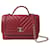 Bolsa Chanel Red CC Chevron com aba Vermelho Couro  ref.1205542