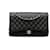 Chanel Preto Maxi Clássico Aba forrada Caviar Couro  ref.1205557
