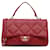 Petit sac à rabat rouge facile à transporter Chanel Cuir  ref.1205604