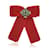 Gucci Rote Ripsband-Brosche mit grünen Kristallen Leinwand  ref.1206875