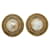 Chanel Clipe redondo de pérola falsa em brincos Dourado Metal  ref.1207256