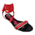 Autre Marque ALAÏA Tinto / Sandálias rasteiras de couro Mon Coeur pretas com envoltório no tornozelo Vermelho  ref.1208628
